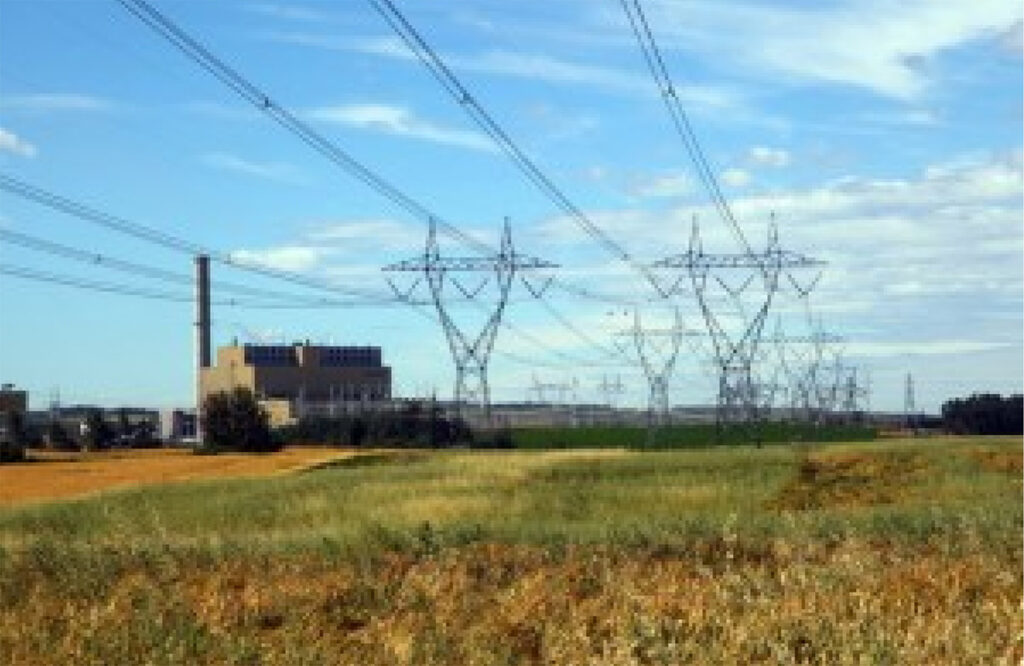 Field with power lines