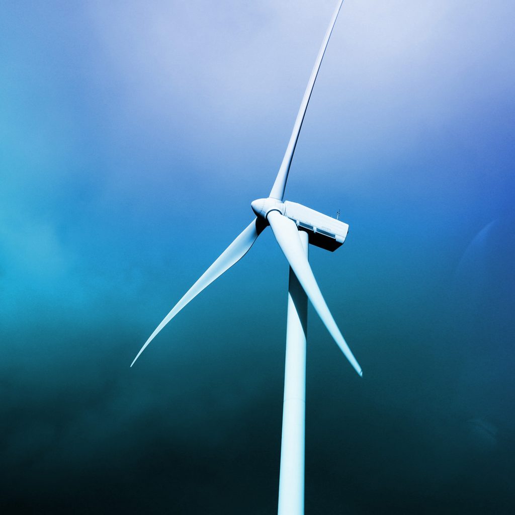 Wind Turbines with blue sky in the background