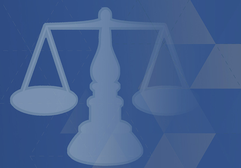 Scales of Justice on a blue background